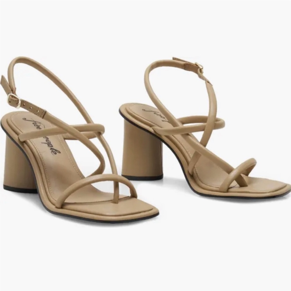 Free People Tan Strappy Heeled Sandals